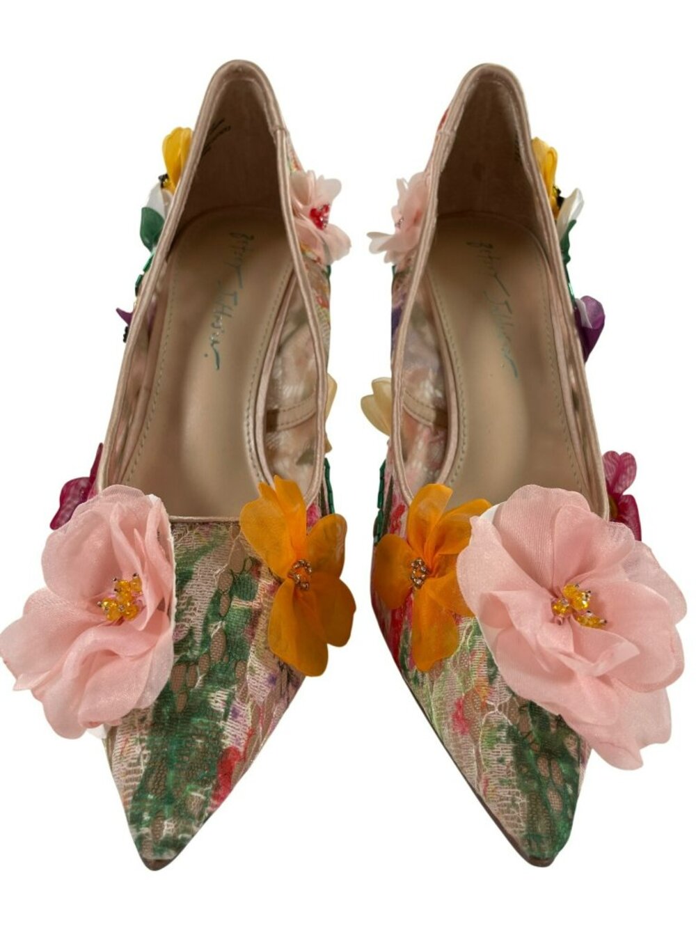 Betsey Johnson SB-Kaley Pump Heels Floral Lace Heels 3D Flower Women's Sz 9 NEW - Picture 5 of 11